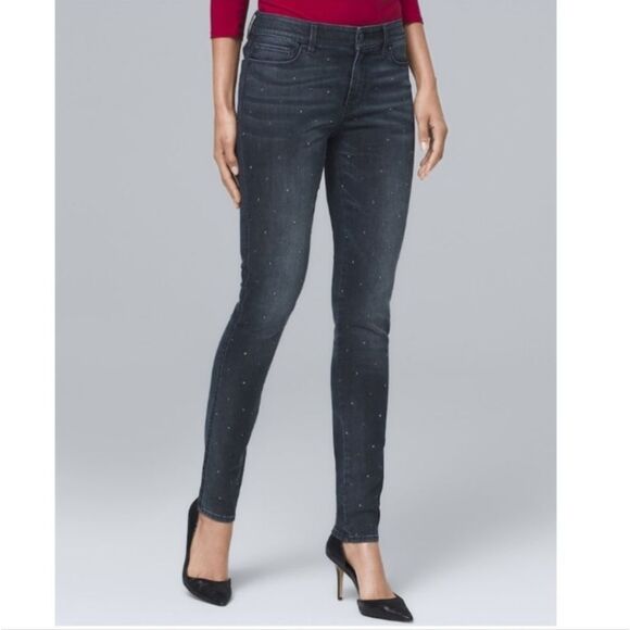WHBM Mid-Rise Stud-Front The Skinny Ankle Jeans Size 2 - Picture 1 of 10